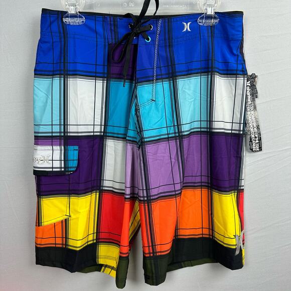 Hurley Phantom Board Shorts Men’s 30 Plaid Stretch - Picture 1 of 7